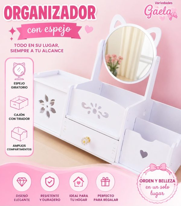 ORGANIZADOR JOYERO GATITO CON ESPEJO