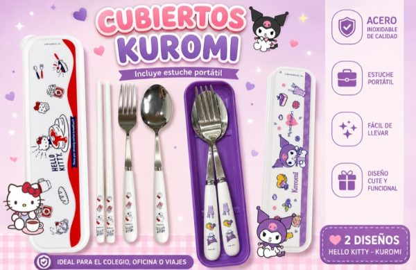 SET DE CUBIERTOS KIITY Y KUROMI