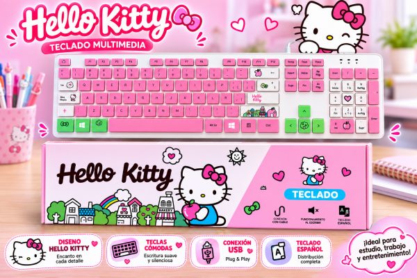 ⌨️ Teclado Multimedia Hello Kitty