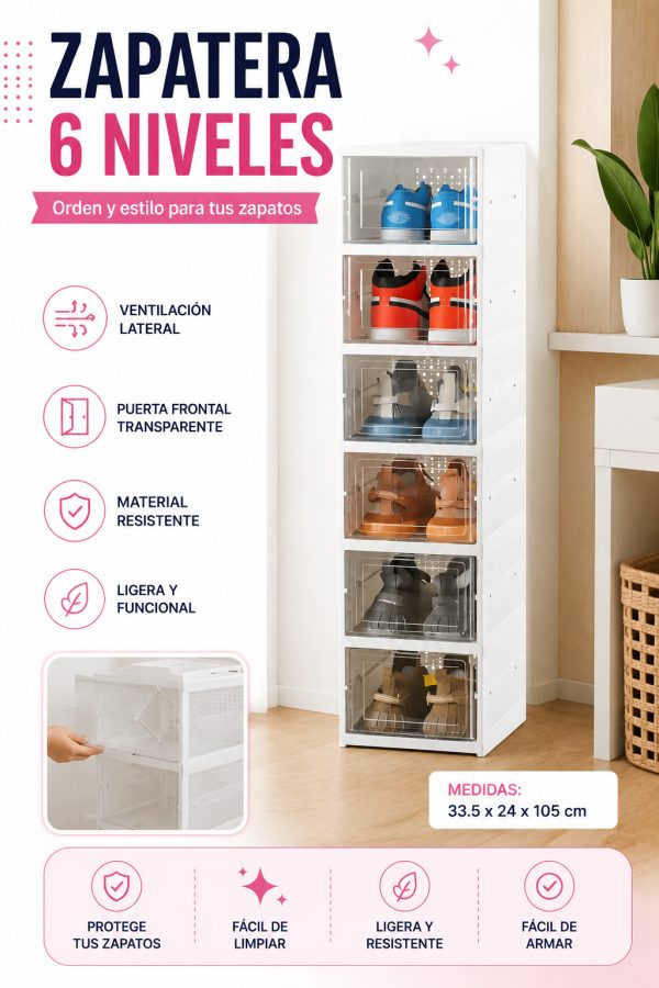 ZAPATERA PLEGABLE 6 NIVELES